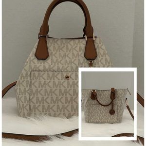 Michael Kors Beige and Brown Satchel